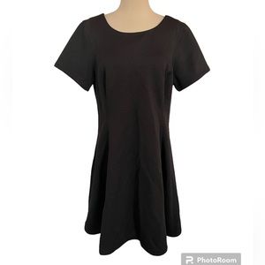 Lane Bryant Womens Dress Mini Fit Flare Knit Black Side Zip Lace Up Career 16